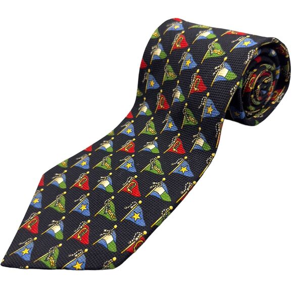 Tommy Hilfiger Mens Vintage Silk Dress Tie Geometric‎ Flag Pattern 59" 4" - Picture 1 of 12